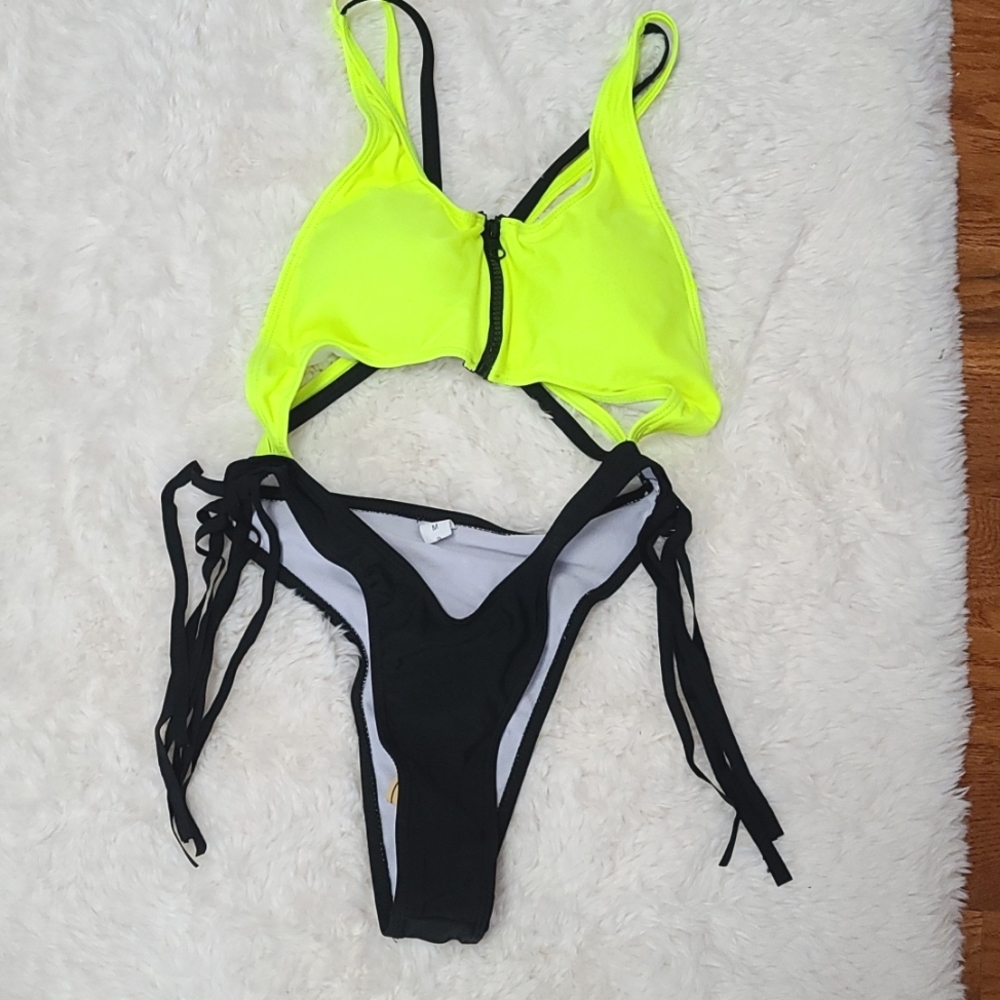 Green and Black Bikini